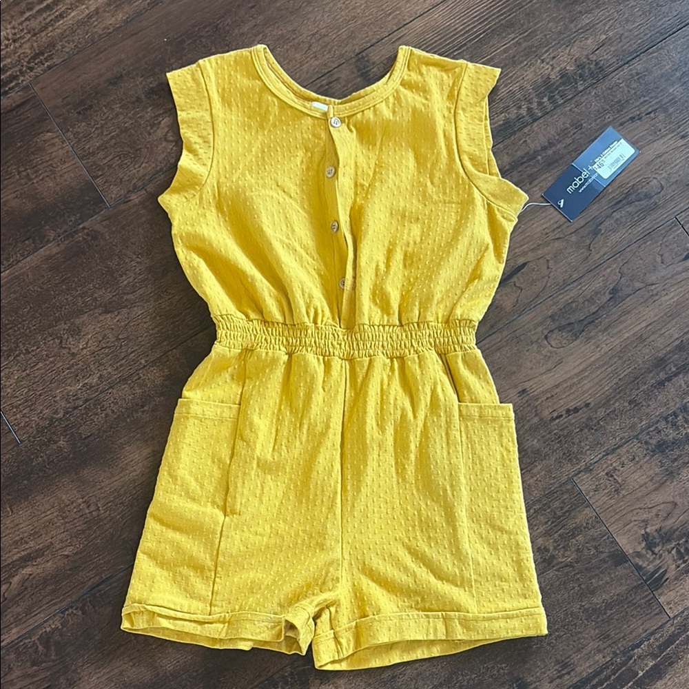 Bright Yellow Romper with Elastic Waistband